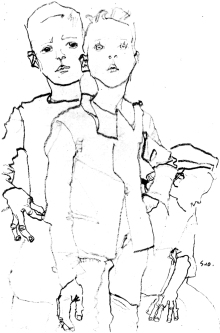 008[amolenuvolette.it]1910 egon schielertrois gamins de rues, dessin au crayon