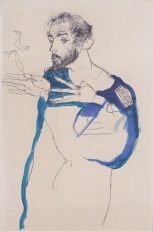 Egon_Schiele_-_Gustav_Klimt_im_blauen_Malerkittel_-_1913